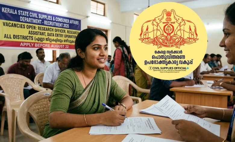 Kerala State Civil Supplies Department Job Vacancy Notification for Data Entry Operator and Research Officer